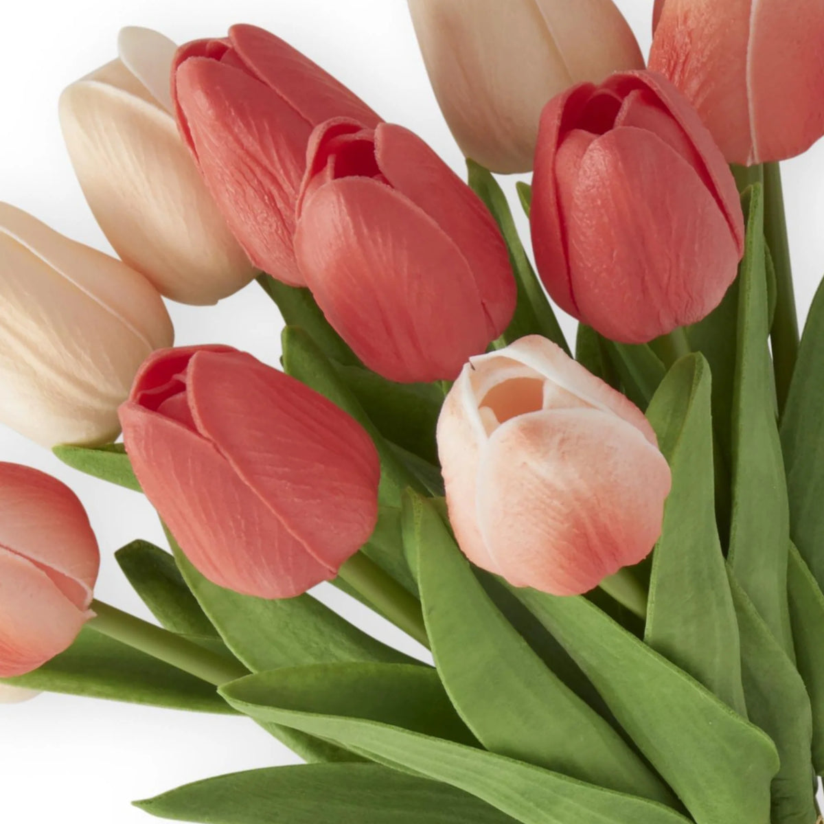 Real Touch Mini Coral and Peach Tulip Bundle- 13"