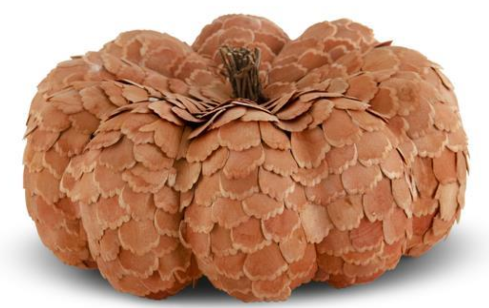 Orange Scalloped Wood Chip Pumpkins