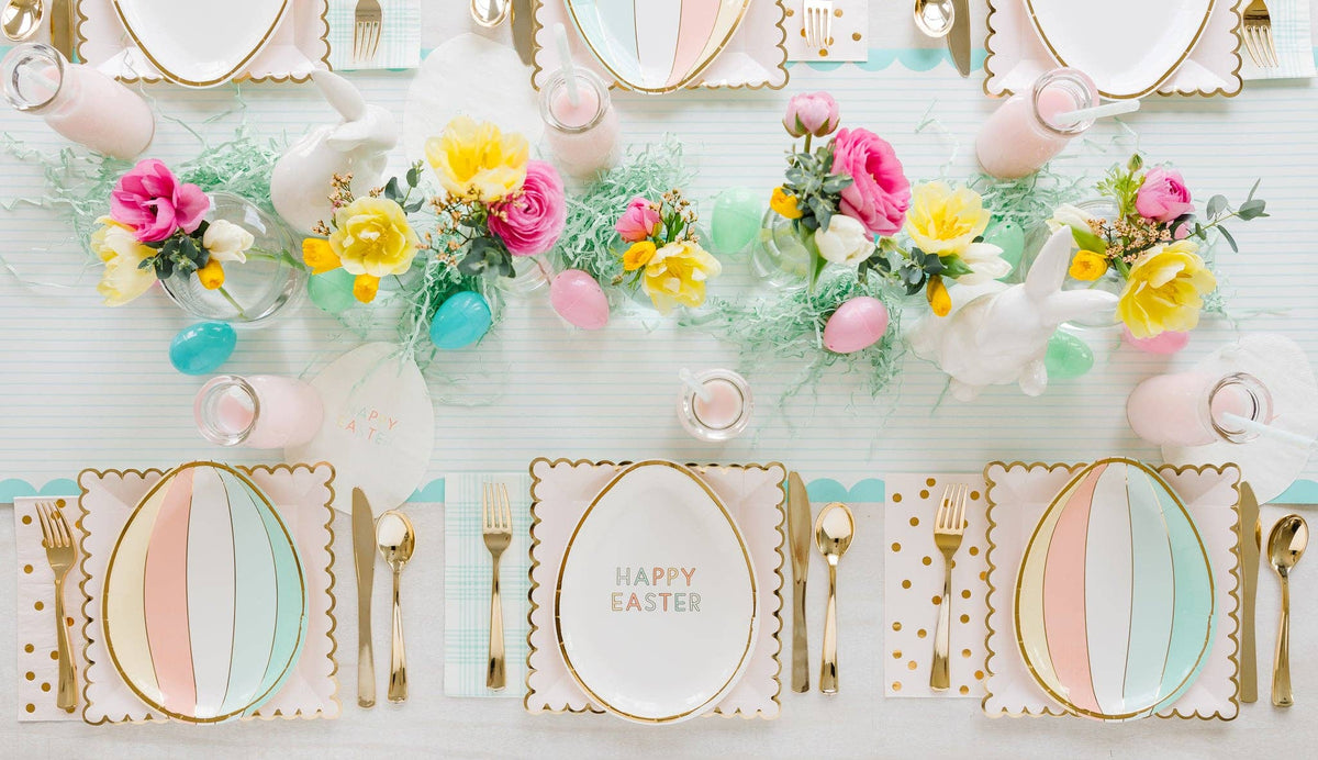 Happy Easter Egg Shaped Paper Plates