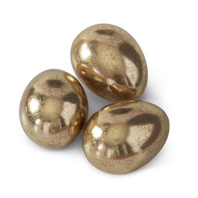 Gold Gilded Resin Eggs- 3"