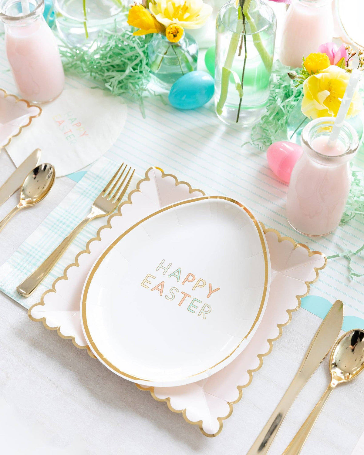 Happy Easter Egg Shaped Paper Plates