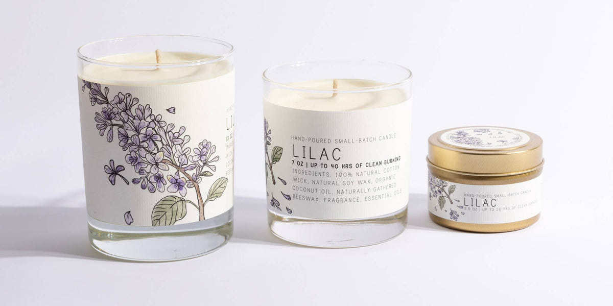 Large Glass Candle- Lilac