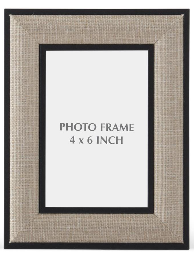Black Wood and Linen Photo Frame- 4 X 6