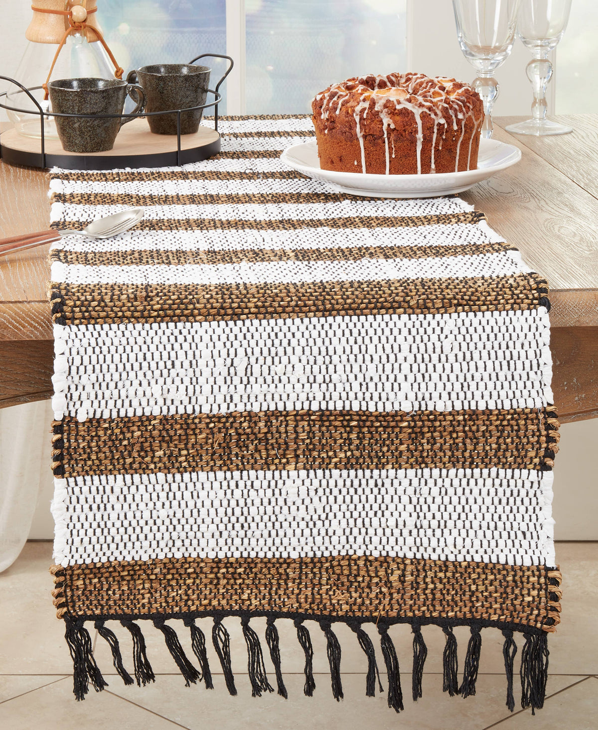 Organic Elegance Striped Chindi Table Runner