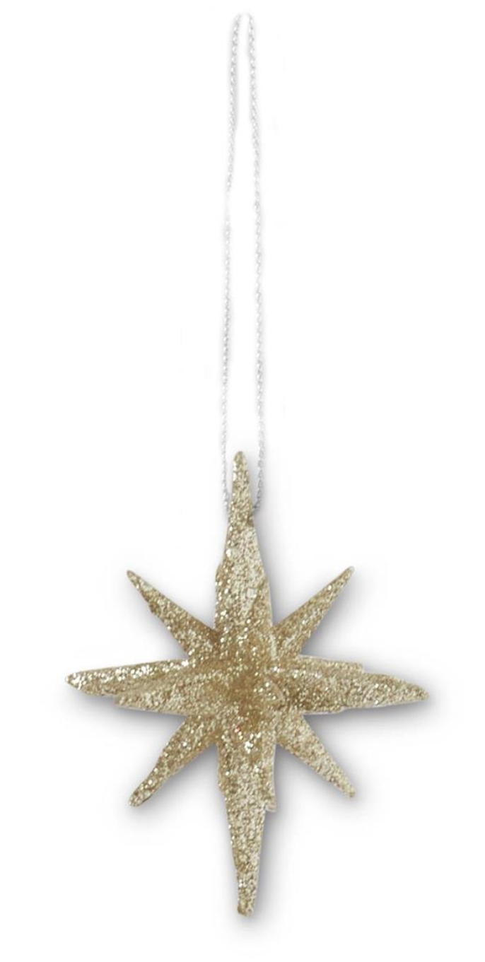 Champagne Glitter Star Ornament- Small