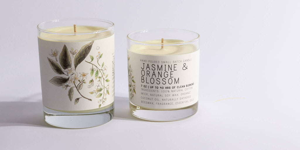 Large Glass Candle- Jasmine and Orange Blossom