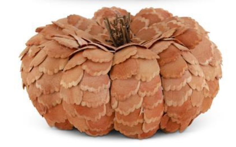 Orange Scalloped Wood Chip Pumpkins