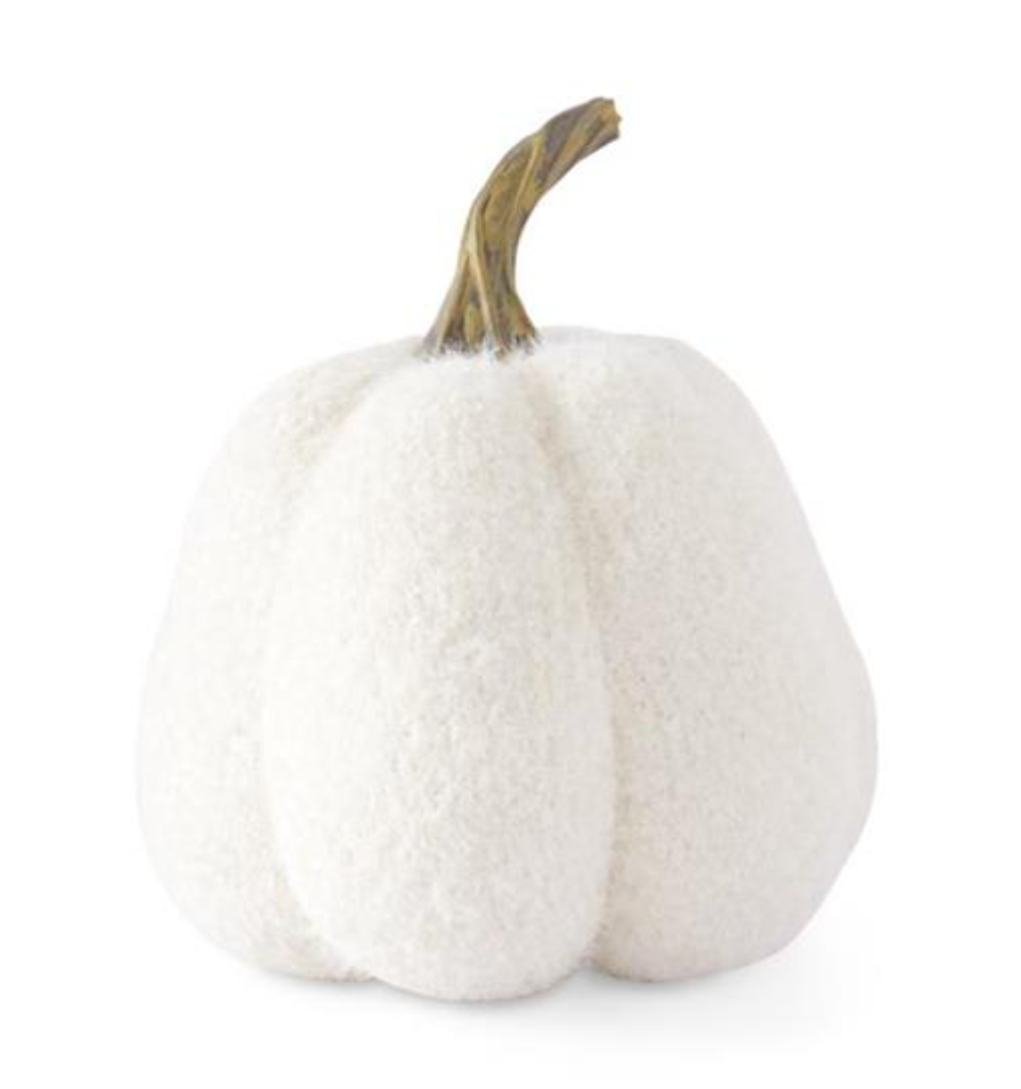 Fuzzy White Knit Pumpkin w/Resin Stem