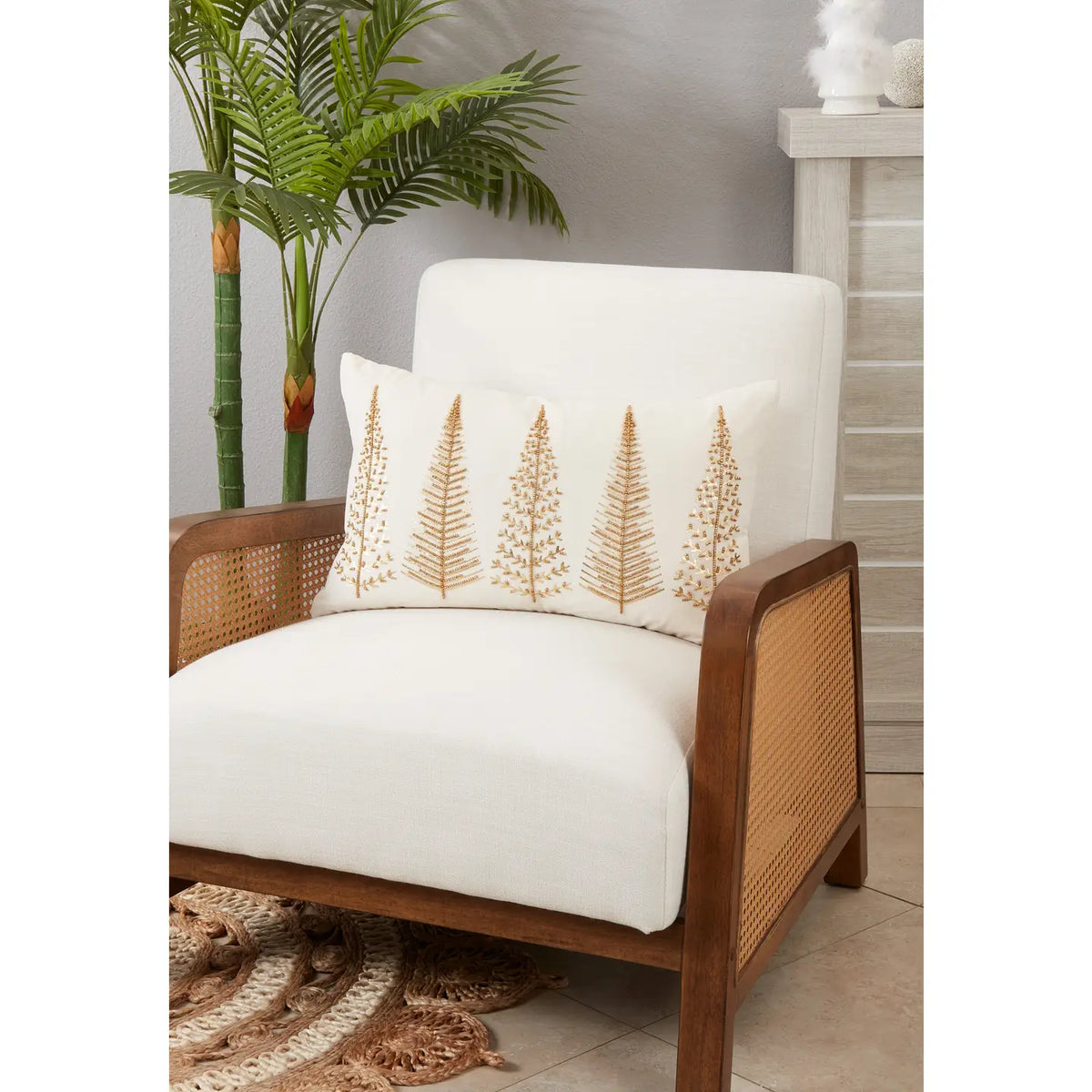 Beaded Christmas Trees Pillow