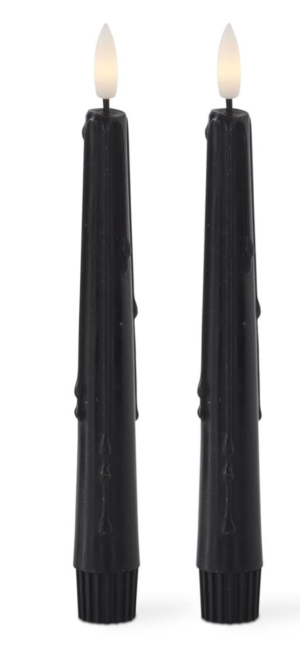 Black LED Drip Taper Candles- Per 2
