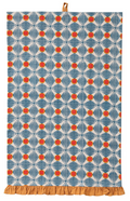 Cotton Printed Tea Towel w/ Pattern & Ruffle