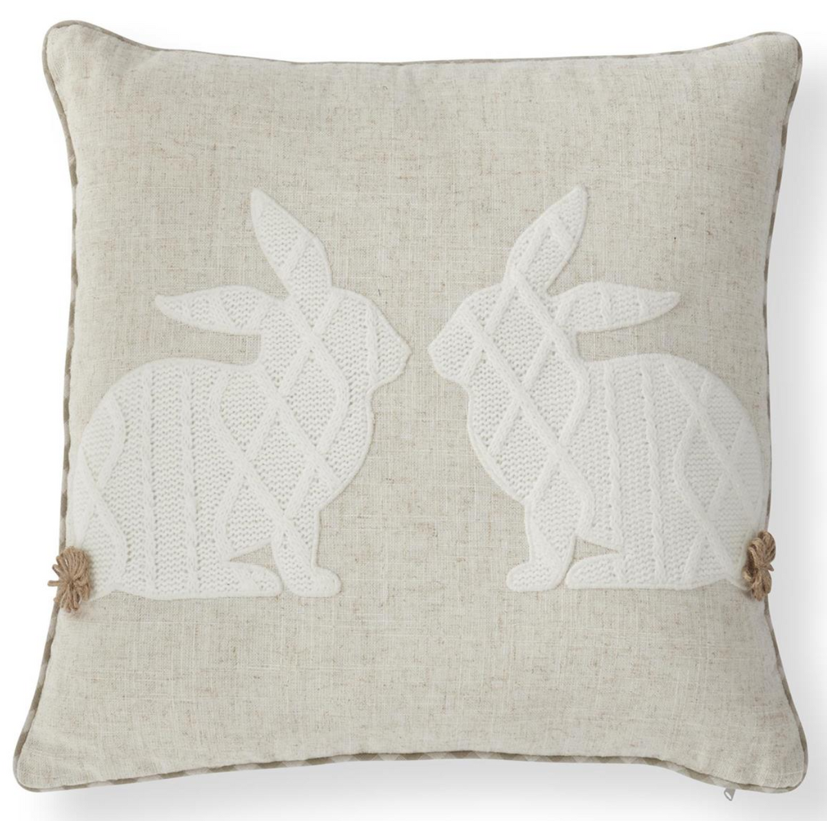 Knit Bunnies Applique Pillow