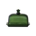 Pressed Ribbed Glass Butter Dish