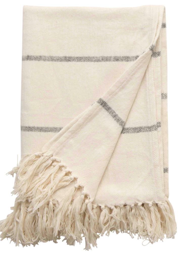 Striped Throw with Fringe