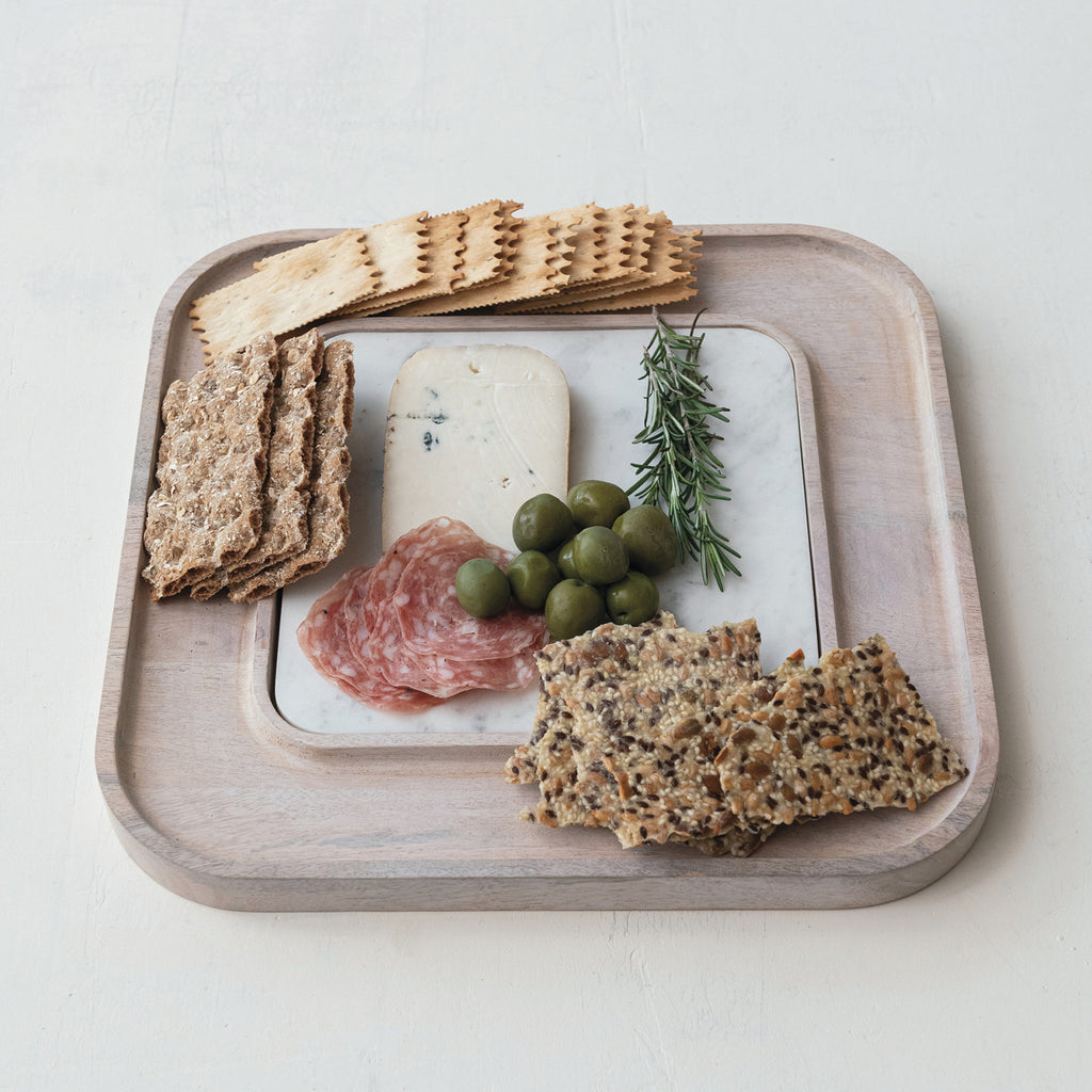Mango Wood Serving Board w/ Removable Cheese/Cutting Board