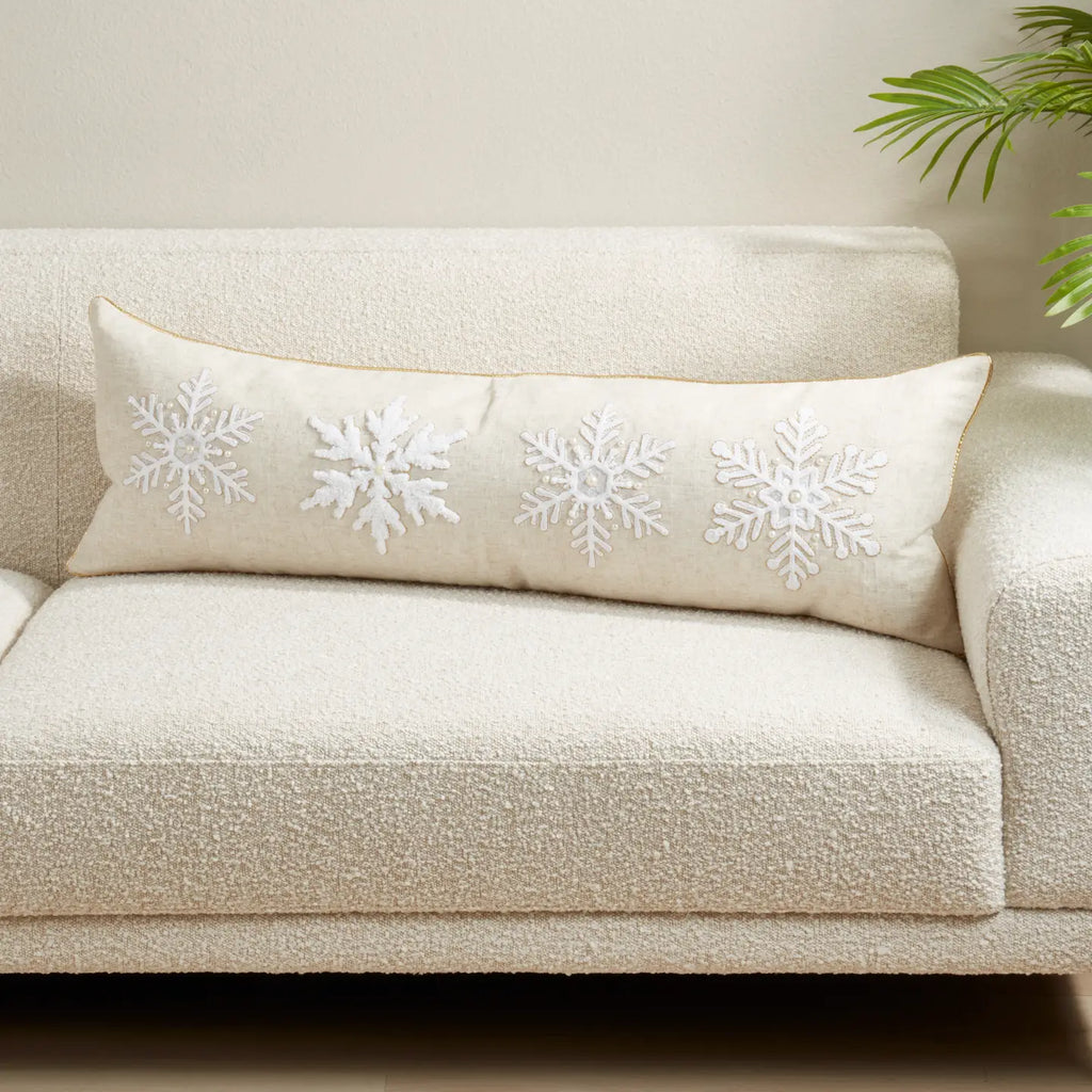Embroidered Snowflake Throw Pillow