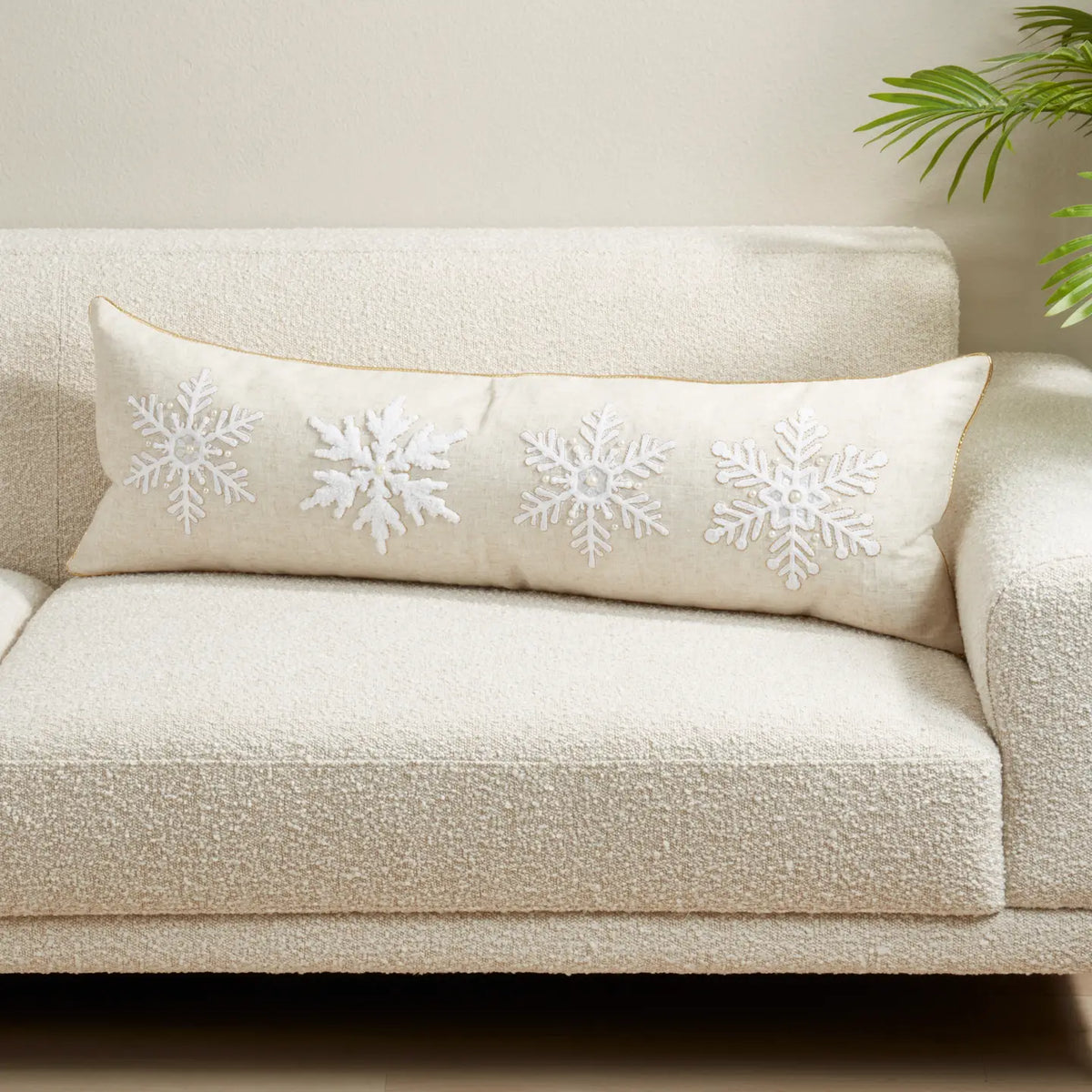 Embroidered Snowflake Throw Pillow