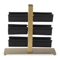 Black Faux Leather & Brass Wine Rack