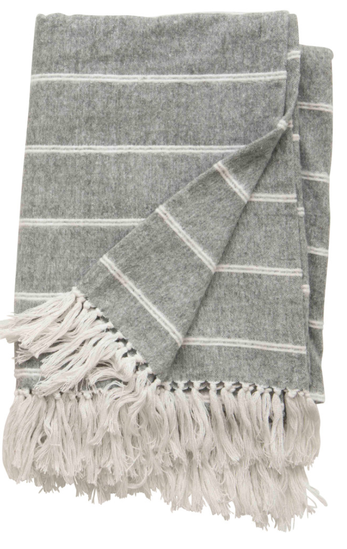 Striped Throw with Fringe
