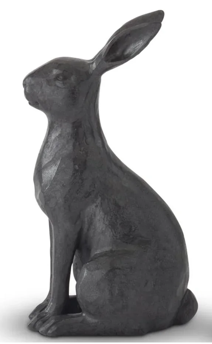 Black Resin Faux Cast Iron Rabbit- Large