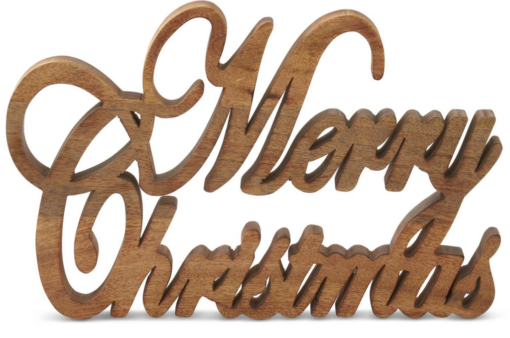 Dark Brown Wood Merry Christmas Cutout