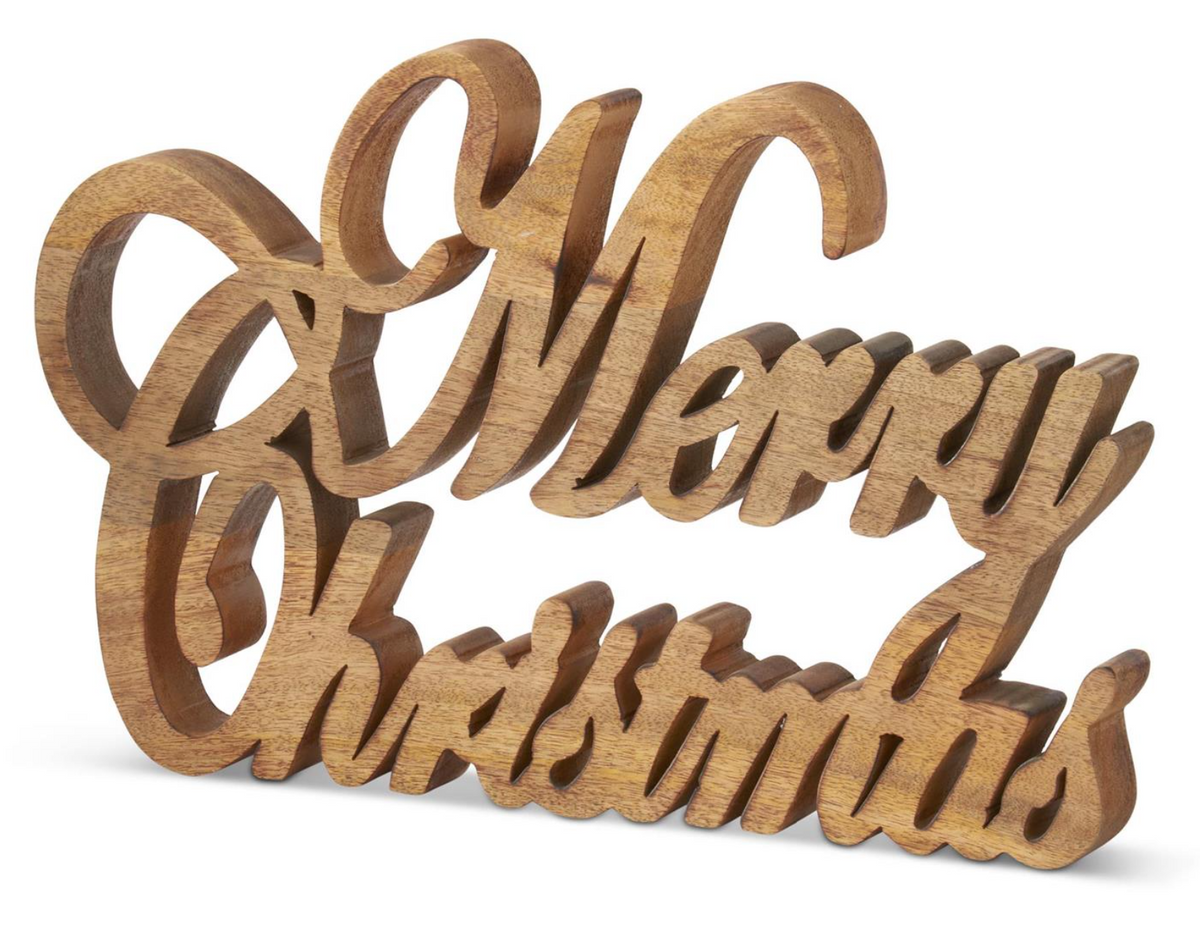 Dark Brown Wood Merry Christmas Cutout