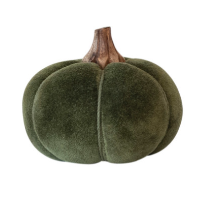 Cotton Blend Bouclé/Velvet Pumpkin w/ Wood Stem- Medium