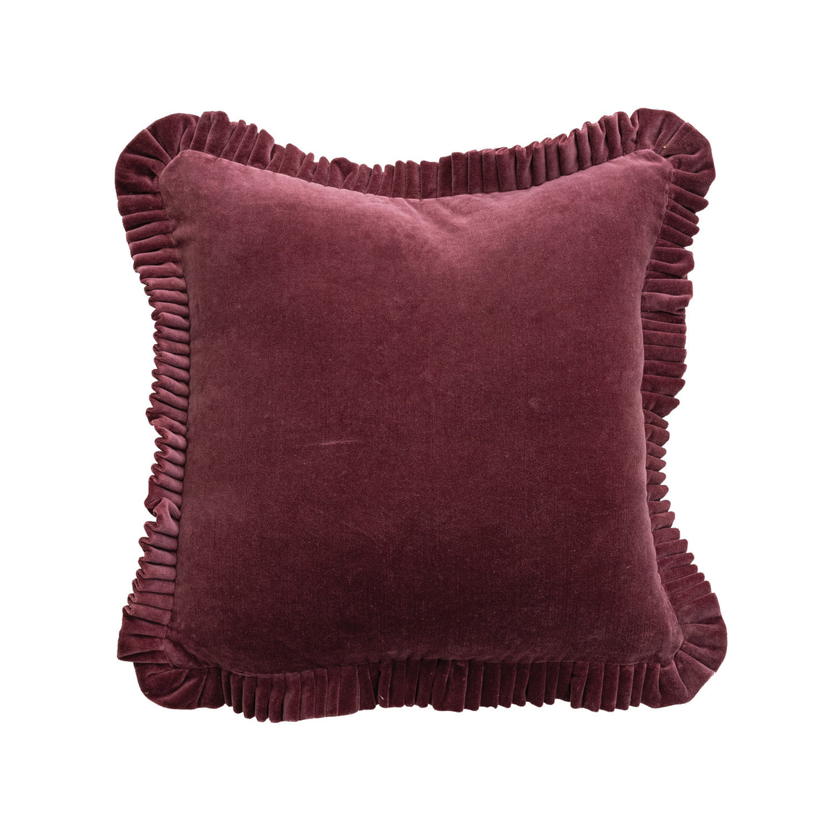 Square Cotton Velvet Pillow with Ruffle