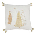 Holiday Cheer Christmas Trees Throw Pillow with Pom-Pom Trim