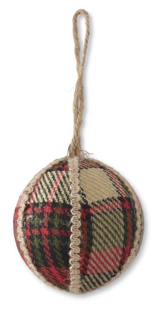Plaid w/Jute Trim Round Ornament