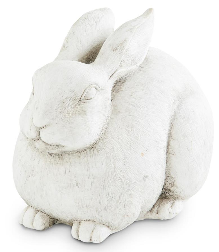 White Resin Sitting & Looking Rabbit
