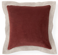 Rust Cotton Velvet Pillow w/Burlap Flange