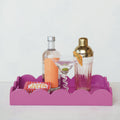 MDF Lacquered Scalloped Tray w/ Handles