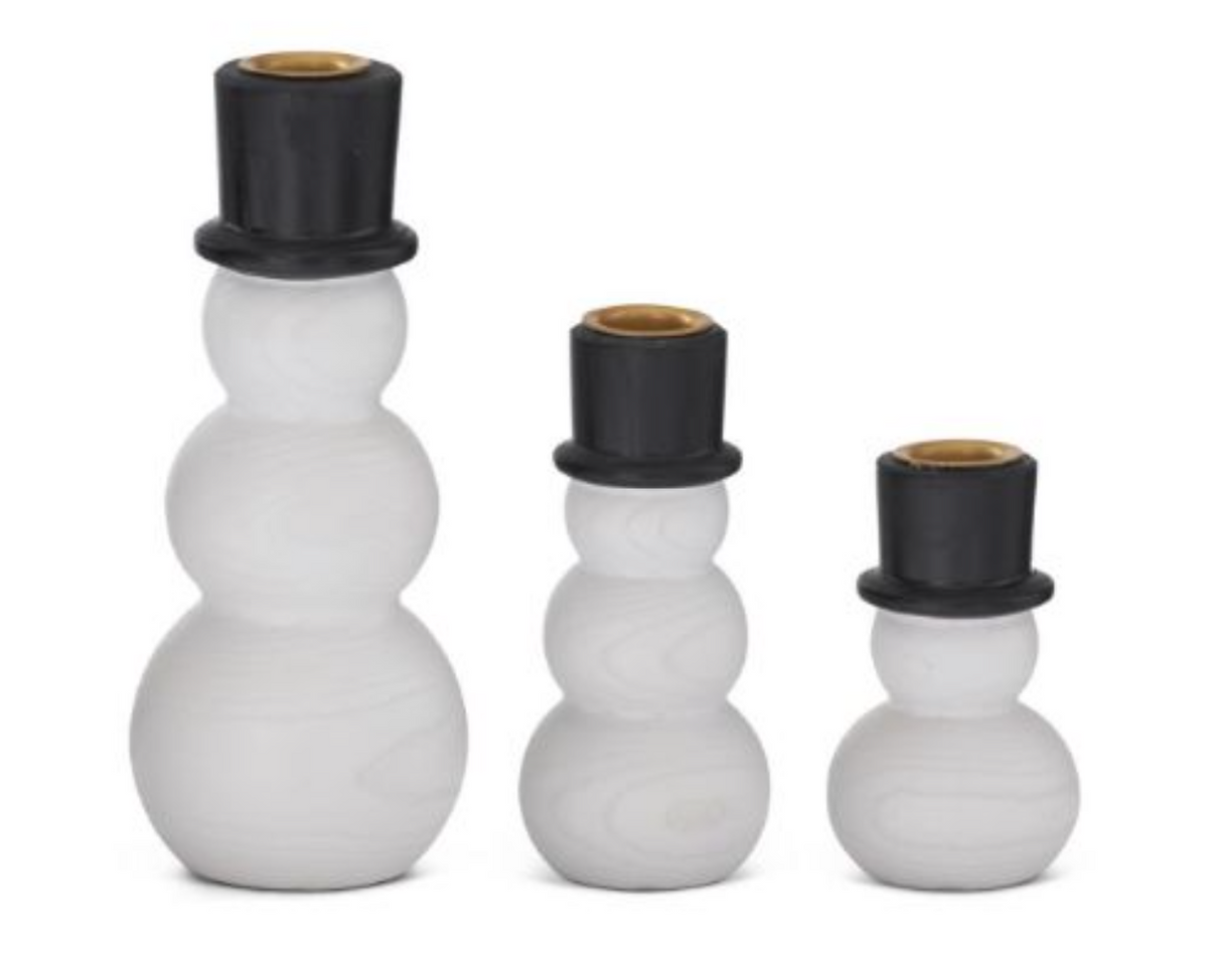 Snowman Taper Candleholders- Set of 3