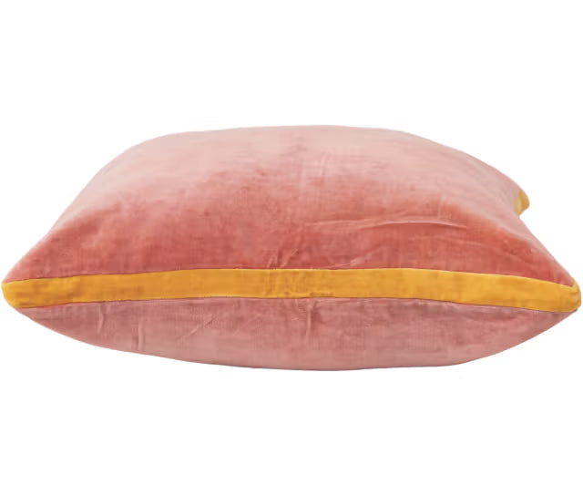 Square Cotton Velvet Pillow w/ Contrasting Gusset