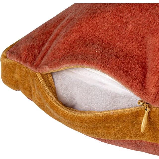 Square Cotton Velvet Pillow w/ Contrasting Gusset