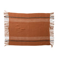 Brushed Acrylic And New Zealand Wool Throw With Stripes And Fringe