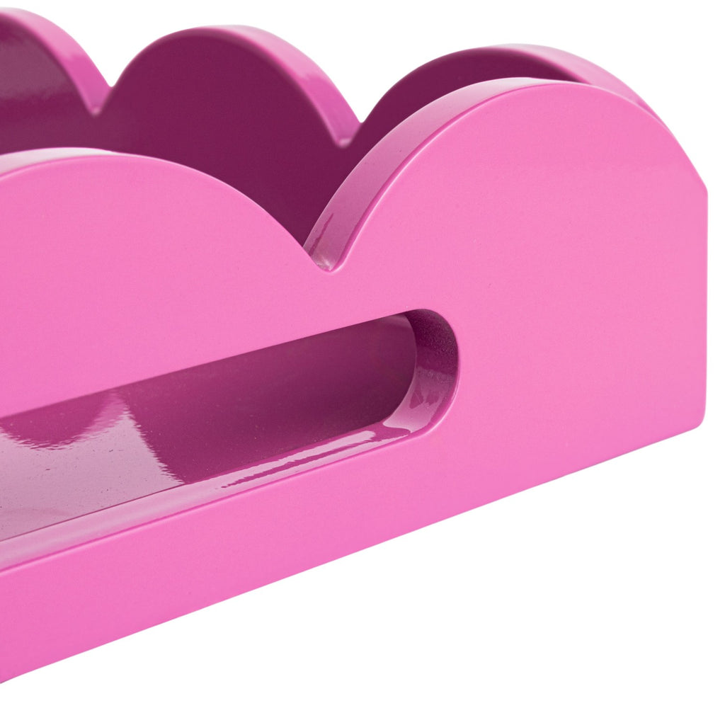 MDF Lacquered Scalloped Tray w/ Handles