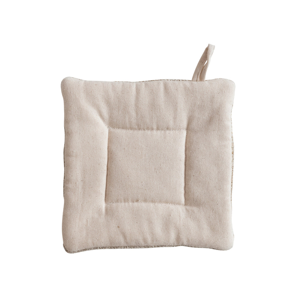 Woven Hemp Fiber & Cotton Canvas Pot Holder w/ Patch