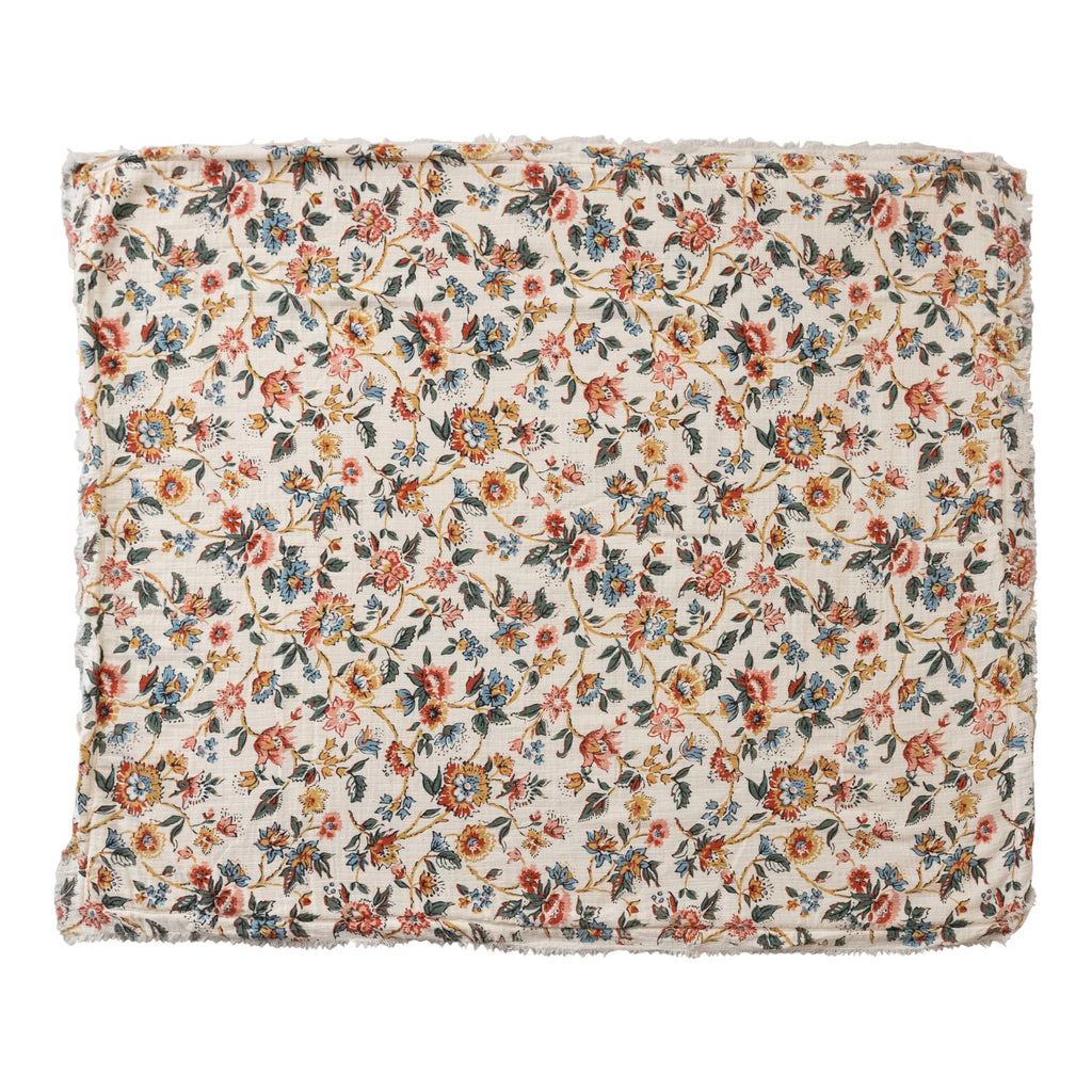 Woven Cotton Printed Throw w/ Sherpa Back