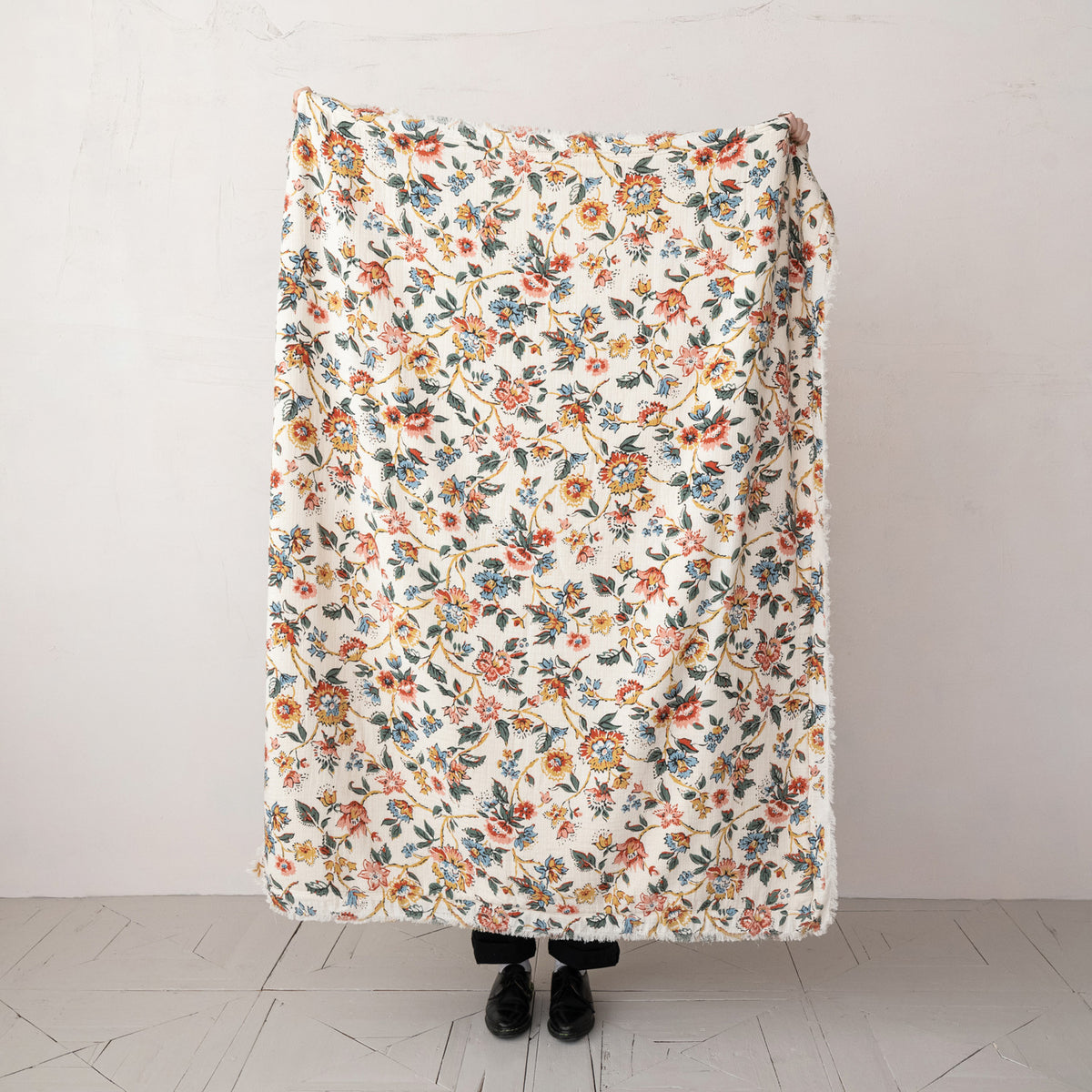 Woven Cotton Printed Throw w/ Sherpa Back