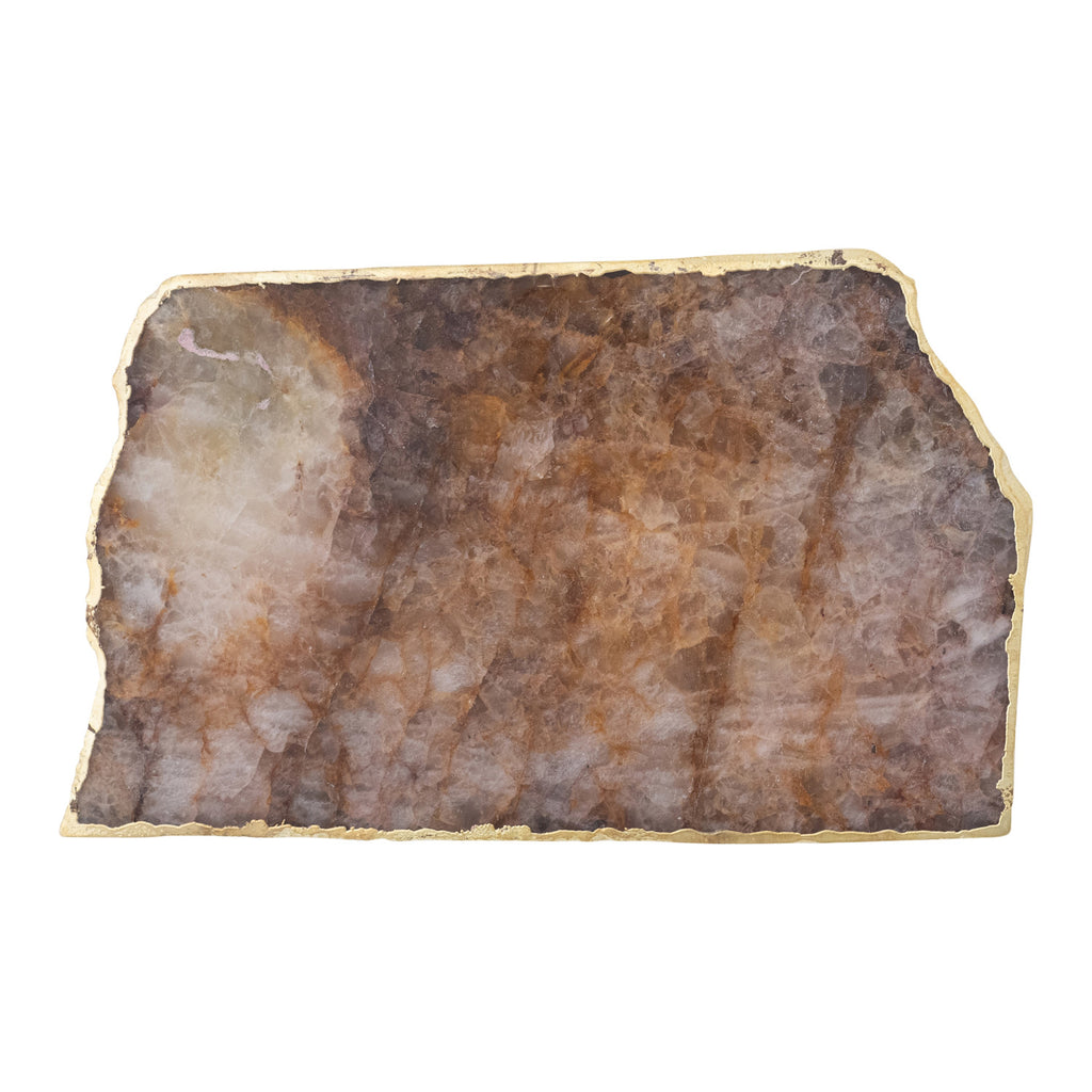 Agate Slab w/ Gold Electroplated Edge, Natural