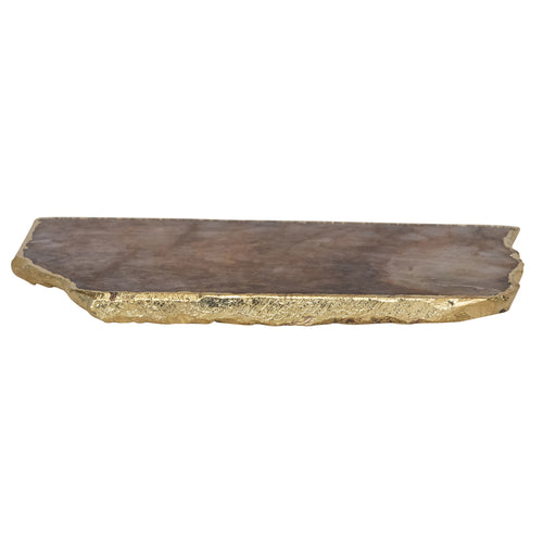 Agate Slab w/ Gold Electroplated Edge, Natural
