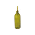 Green Glass Oil Cruet w/ Metal Stopper- 16oz.