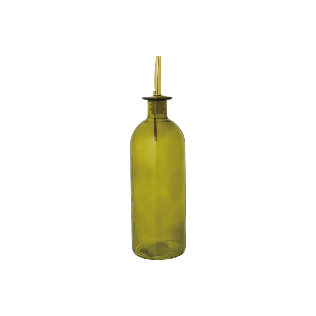 Green Glass Oil Cruet w/ Metal Stopper- 16oz.