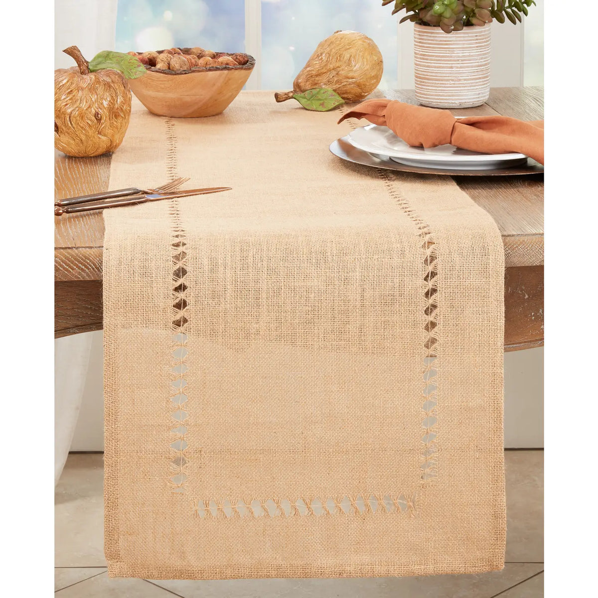 Jute Hemstitch Table Runner
