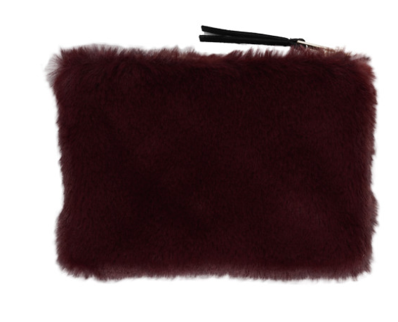 Faux Fur Fabric Zip Pouch with Interior