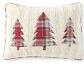 Cable Knit Pillow w/3 Plaid Trees