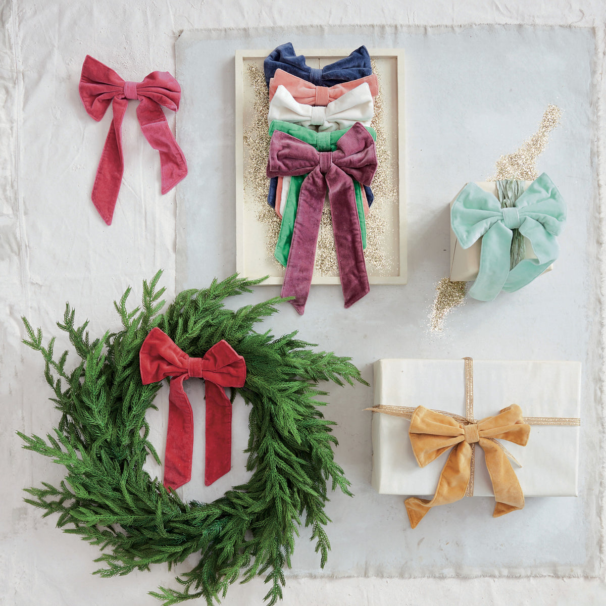 Cotton Velvet Clip-on Bow