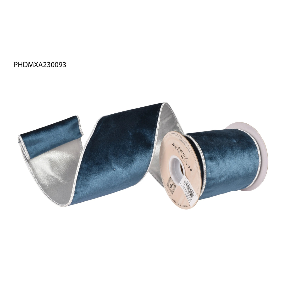 French Blue Velvet With Silver Edge & Reverse Ribbon-